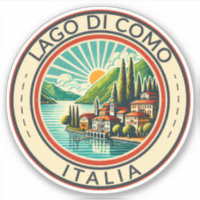 Lago di Como Italia Illustratie Reizen Art Badge