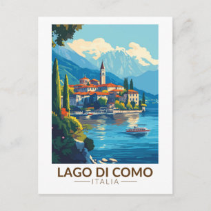 Lago di Como Italia Lombardia Travel Art Vintage Briefkaart