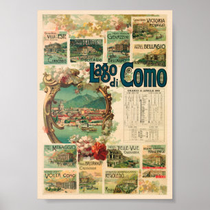 Lago di Como Italië Vintage Poster 1893