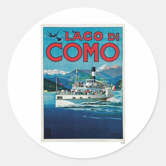 Lago di Como Italy Vintage Travel Ronde Sticker (Voorkant)