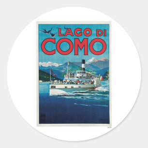 Lago di Como Italy Vintage Travel Ronde Sticker
