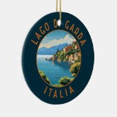 Lago di Garda Italia Retro Distress Circle Keramisch Ornament (Rechts)