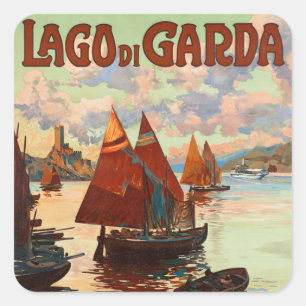 Lago di Garda, Lake Garda, Italië Oude Reis, L Vierkante Sticker