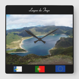 Lagoa do Fogo Wall Clock Vierkante Klok