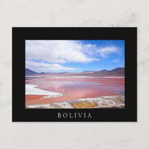 Lagon rouge en Bolivie carte postale en texte noir