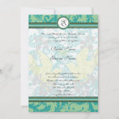 Lagoon Endive  Birds Damask Gray Wedding Kaart (Voorkant)