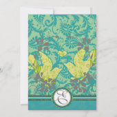 Lagoon Endive  Birds Damask Gray Wedding Kaart (Achterkant)