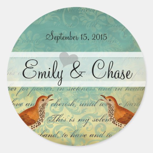 Lagoon & Endive  Tortelduifjes Bruiloft Sticker (Voorkant)