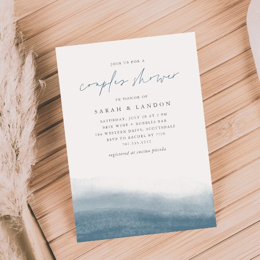 Lagoon Tides Coastal Waterverf Couples Shower Kaart