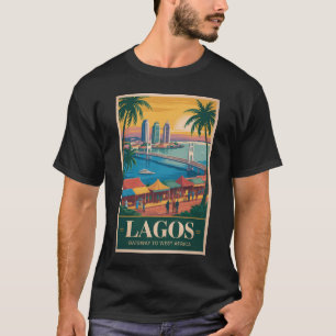 Lagos Nigeria Illustratie Reis Kunst Vintage T-shirt
