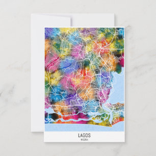 Lagos Nigeria Stadsplattegrond Bedankkaart