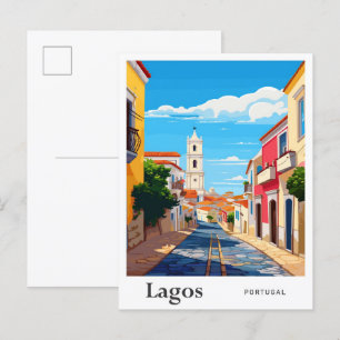 Lagos Portugal Art Vintage Travel Illustratie Briefkaart