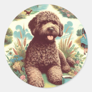  Lagotto Romagnolo Illustratie Ronde Sticker