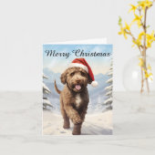 Lagotto Romagnolo Kerst Kaart (Gele Bloem)