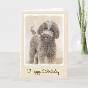 Lagotto Romagnolo Painting - Cute Original Dog Art Kaart