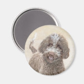 Lagotto Romagnolo Painting - Cute Original Dog Art Magneet (Voorkant / Achterkant)