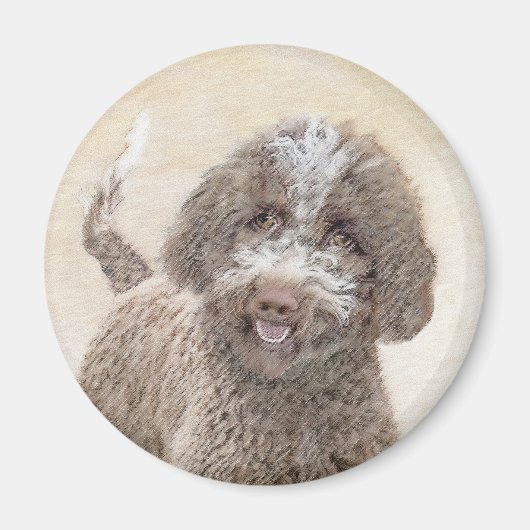 Lagotto Romagnolo Painting - Cute Original Dog Art Magneet (Voorkant)