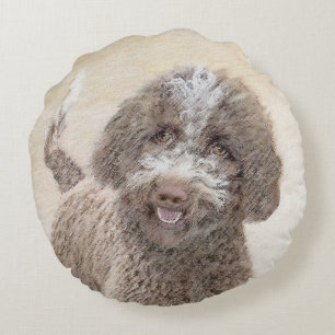 Lagotto Romagnolo Painting - Cute Original Dog Art Rond Kussen