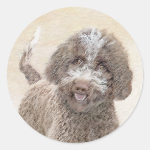 Lagotto Romagnolo Painting - Cute Original Dog Art Ronde Sticker