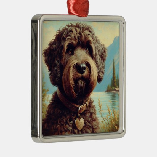 Lagotto Romagnolo schilderij Metalen Ornament (Rechts)