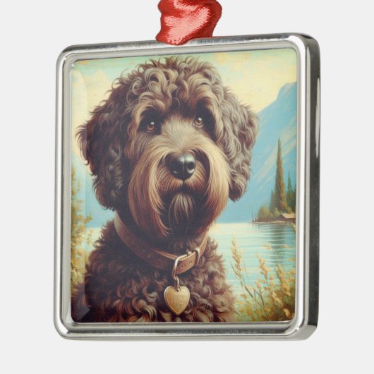 Lagotto Romagnolo schilderij Metalen Ornament (Links)
