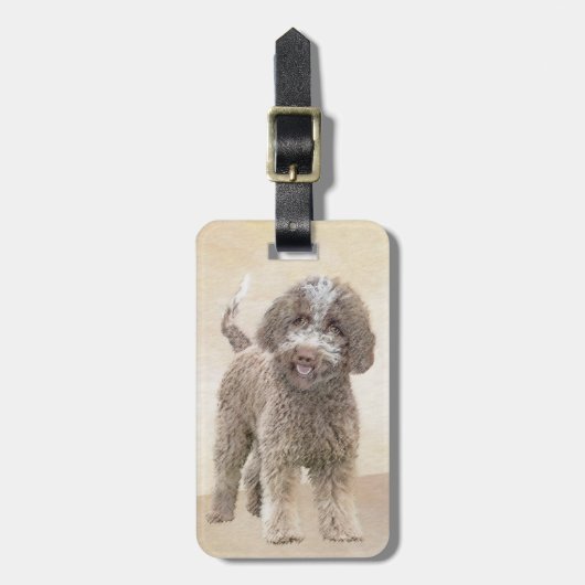 Lagotto Romagnolo Schilderij - Mooie Originele Hon Bagagelabel (Voorkant verticaal)