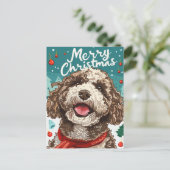 Lagotto Romagnolo Vrolijk kerstfeest Briefkaart (Staand voorkant)