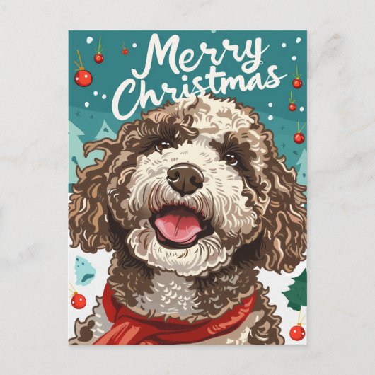 Lagotto Romagnolo Vrolijk kerstfeest Briefkaart (Voorkant)