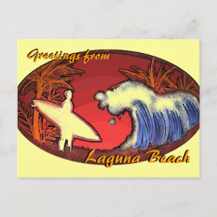 Laguna Beach Californië surfer kunst begroet brief Briefkaart