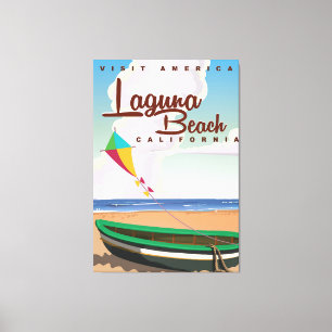 Laguna Beach Californië Vintage Reisposter Canvas Afdruk
