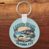 Laguna Beach Retro Vignet Sleutelhanger (Voorkant)