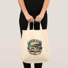 Laguna Beach Retro Vignet Tote Bag