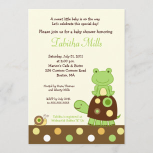 Laguna Frog & Turtle 5x7 Baby shower Uitnodiging #