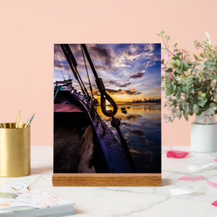 Lagune bij zonsopgang, bij acryl bord