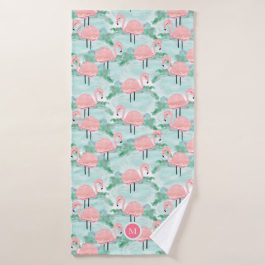 Lagune rose tropicale de Flamants roses (Serviette de bain)