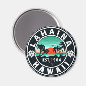 Lahaina Hawaii Beach Retro Sunset Souvenir 60s Magneet (Voorkant / Achterkant)