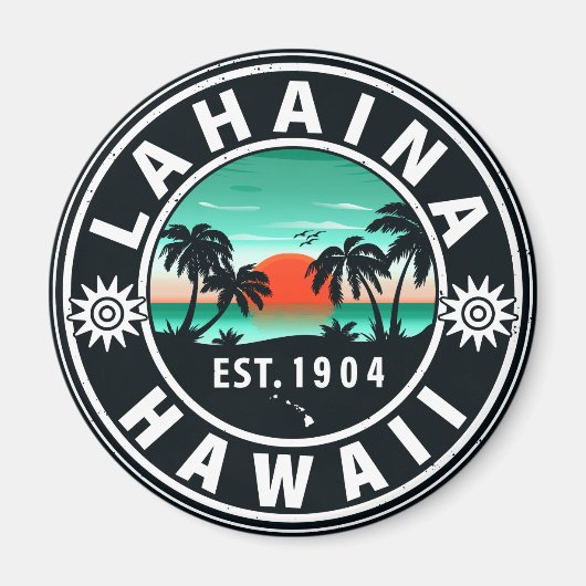 Lahaina Hawaii Beach Retro Sunset Souvenir 60s Magneet (Voorkant)