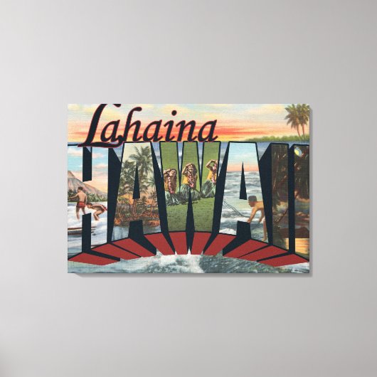 Lahaina, Hawaii - Grote letterscènes Canvas Afdruk (Voorkant)