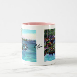 Lahaina Maui~ Fish company schilderij Tweekleurige Koffiemok