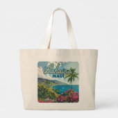 Lahaina Maui Hawaii Beach Coast Retro Grote Tote Bag (Achterkant)