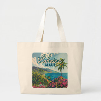 Lahaina Maui Hawaii Beach Coast Retro Grote Tote Bag