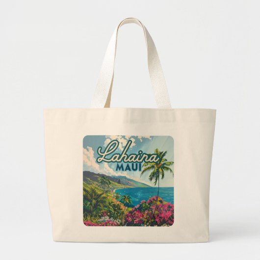 Lahaina Maui Hawaii Beach Coast Retro Grote Tote Bag (Voorkant)