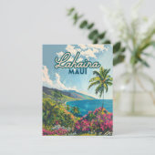 Lahaina Maui Hawaii Beach Coast Retro Kaart (Staand voorkant)
