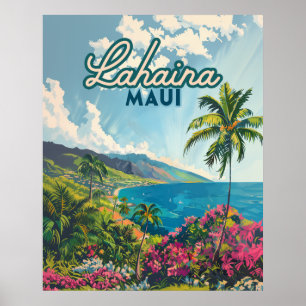 Lahaina Maui Hawaii Beach Coast Retro Poster