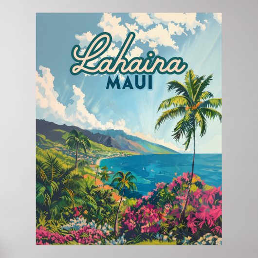 Lahaina Maui Hawaii Beach Coast Retro Poster (Voorkant)