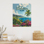 Lahaina Maui Hawaii Beach Coast Retro Poster (Keuken)