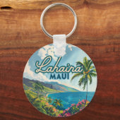 Lahaina Maui Hawaii Beach Coast Retro Sleutelhanger (Voorkant)