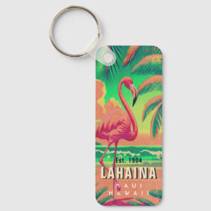 Lahaina Maui Hawaii Retro Flamingo Souvenir jaren  Sleutelhanger