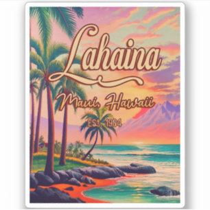 Lahaina Maui Hawaii Retro Sunset Souvenir jaren 50 Sticker