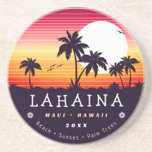Lahaina Maui Hawaii Retro Sunset Souvenirs 60s Zandsteen Onderzetter